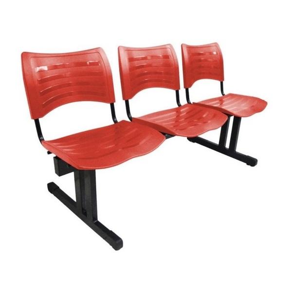 LONGARINA PLÁSTICA DE ESPERA 3 LUGARES VERMELHO