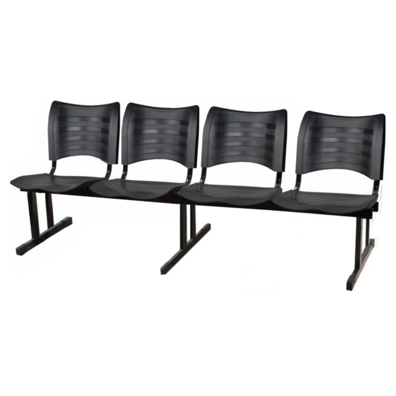 LONGARINA PLÁSTICA DE ESPERA 4 LUGARES PRETO